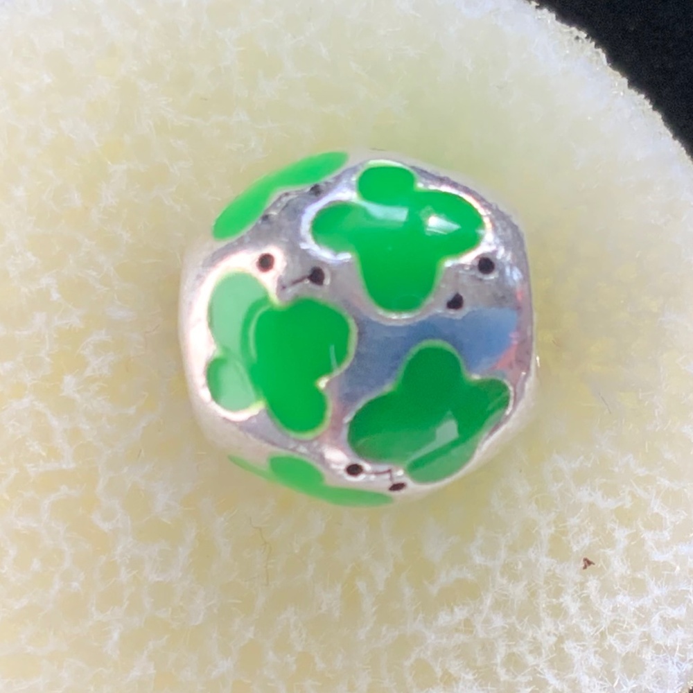 Authentic Pandora Sterling Silver & Green Enamel Butterfly Charm - EUC!